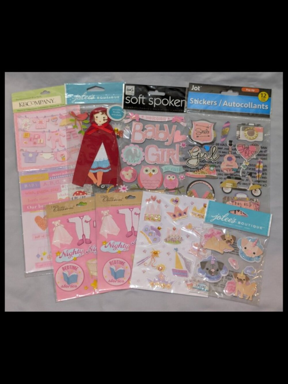 Scrapbooking Stickers Mixed Lot - Baby / Girl / Pink - 161 Total Stickers